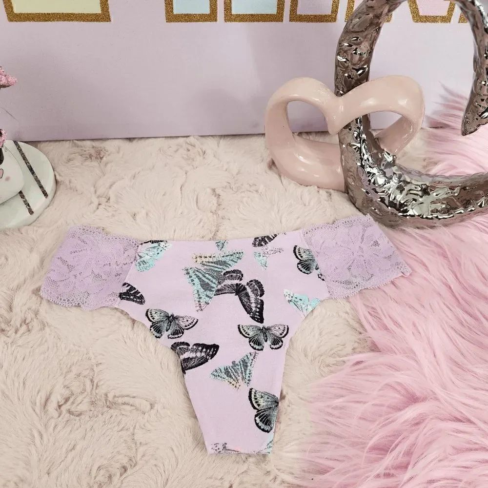 NWT VS PINK Lavender Butterflies Tanga: XS Elegance! NWT